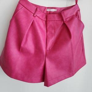 Avec Les Filles Pink Faux Leather Shorts